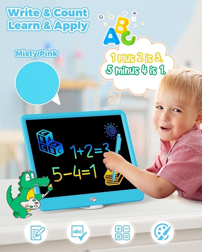 KOKODI LCD Writing Tablet, 12 Inch Colorful Toddler Doodle Board Drawing Tablet, Erasable Reusable Electronic Drawing Pads, Educational and Learning Toy for 3-6 Years Old Boy and Girls