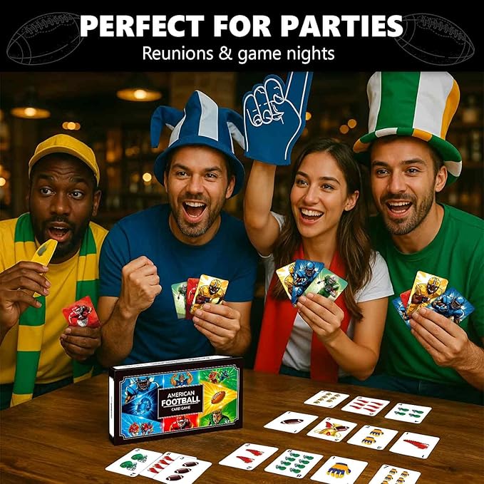 QUOKKA Football Fast-Paced Card Game for Kids & Adults – 128 Cards & Easy Rules – Quick & Fun Matching Game – 2-8 Players – Ages 8+ – Perfect for Family Games Night, Travel and Parties