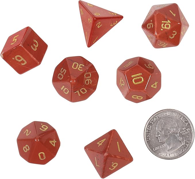 Nupuyai Healing Red Jasper Crystal D&D Polyhedral Dice Set with Box for Dungeons and Dragons, Set of 7 Table Top Game Dice for RPG MTG Roleplaying Collection