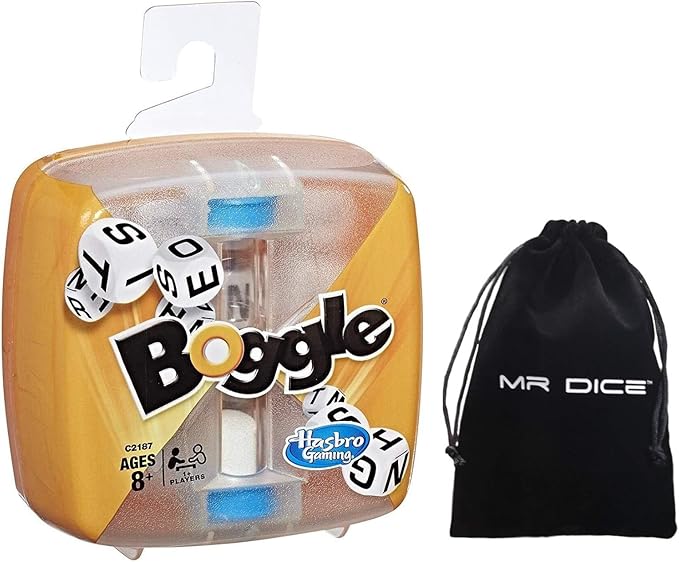 Mr Dice Boggle Game Bundle With Drawstring Bag - Classic Boggle for Adults