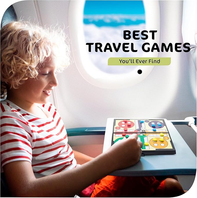 Magnetic Board Travel Games Set, Includes 12 Different Retro Board Games, Compact Travel Design Set, Individually Boxed, Best Gift Idea for Kids
