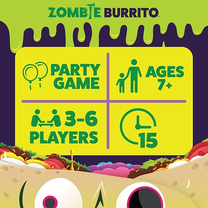 Zombie Burrito by Exploding Kittens - 3-6 Players - Ages 7+ - 15 Minutes to Play - Dodgeball Zombie Card Game - Party Game, Ideal for Family Night, Kid and Adult