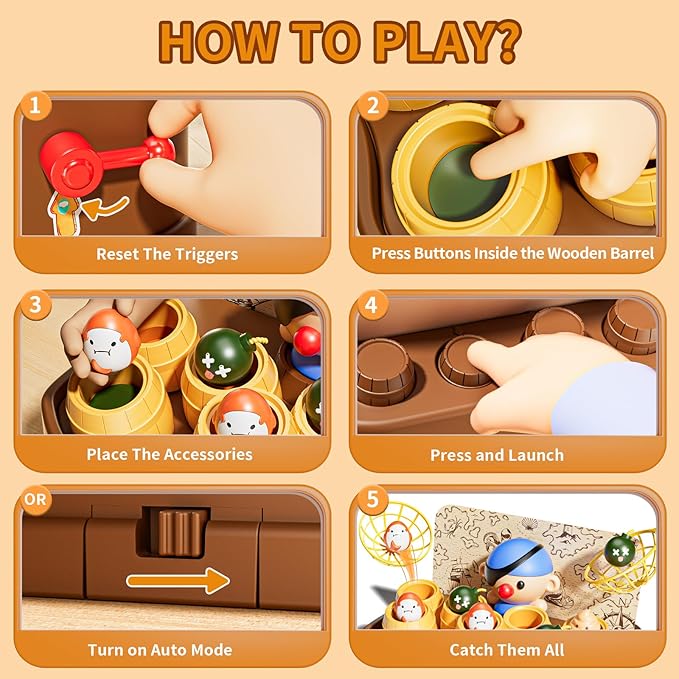 Pirate Bounce and Catch Games for Kids 3-5, Toddler Games for Kids 4-6, Birthday Gifts for 5-7 Boys and Girls, Family Toddler Board Games