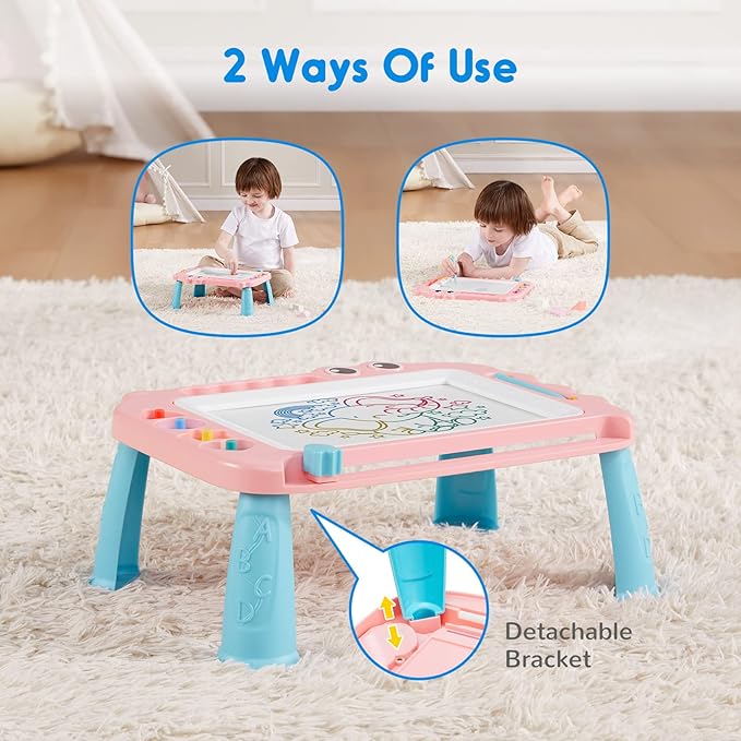 SGILE Toys for Kids, Magnetic Drawing Board for Early Learning, Color Erasable Doodle Writing Pad Gift for Baby Girls Boys, Painting Sketch Pad with Four Stamps for 3 4 5 Year Old Toddlers, Pink