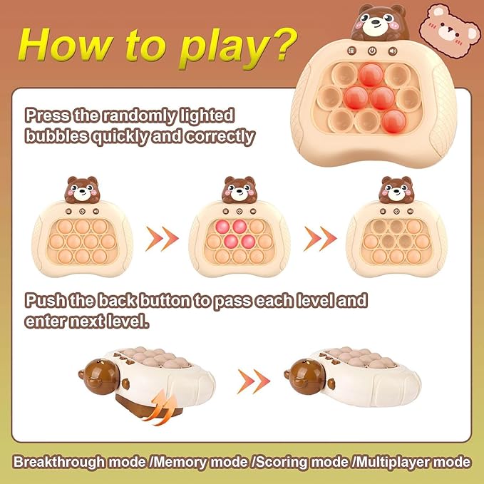 Quick Push Game Fidget Toys for Kids Adults, Handheld Speed Pushing Game Machine, Push Bubble Stress Toy, A Fun Multiplayer Game for Family, Birthday Gifts for 3-12 Years Old Kids Girls Boys
