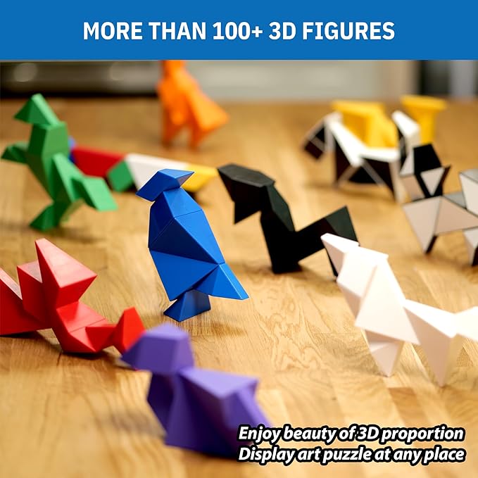 Pickagram Tangrams for Kids Ages 8-12 & Adults 3D Magnetic Tangram Fidget Puzzle: STEM Certified Magnetic Pattern Blocks (Reverse Panda)