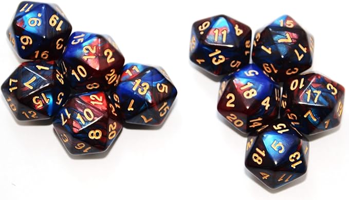 SmartDealsPro 10-Pack 20 Sided Dice D20 Polyhedral Dice for DND RPG MTG Table Game(Blue-Red)