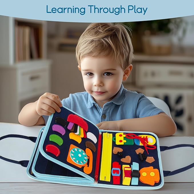 Busy Board Montessori Toys for Boy Girl Birthday Gifts, Busy Book Learning Sensory Easter Toys for Toddlers, Toddler Travel Autism Educational Activities Fine Motor Skills