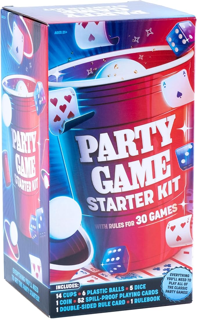 Goliath Endless Games Party Game Starter Kit – 30 Fun Drinking Games & Supplies for Adults | 2+ Players | Includes Cups, Dice, and Cards | Ages 21+