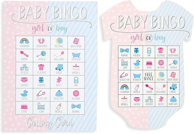 BLUE PANDA Gender Reveal Bingo Game Set, Party Supplies (38 Pieces)
