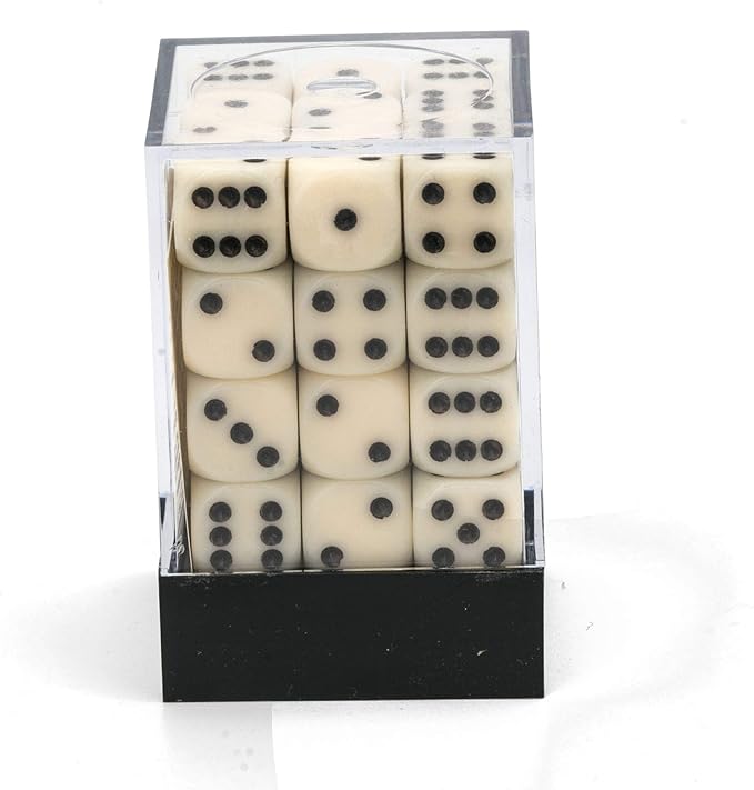 Chessex CHX25800 Dice-Opaque: 36D6 Ivory/Black Set