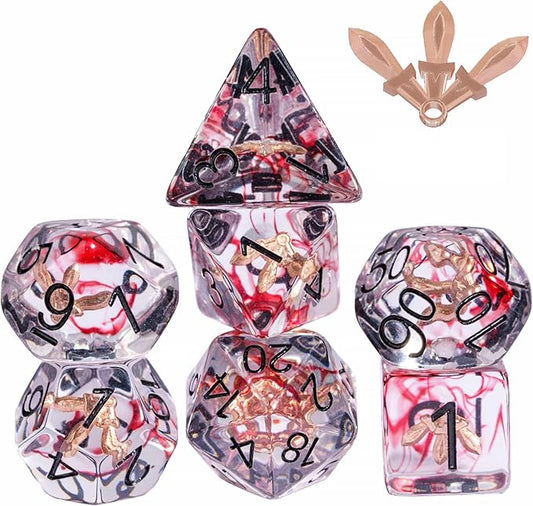 UDIXI 7PCS Polyhedral Dice Set, 7-Die DND Dice Set Filled with Dagger for Role Playing Games as Dungeons and Dragons RPG Table Games?D&D (Rogue)