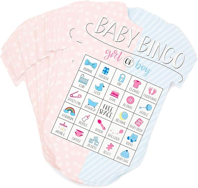 BLUE PANDA Gender Reveal Bingo Game Set, Party Supplies (38 Pieces)
