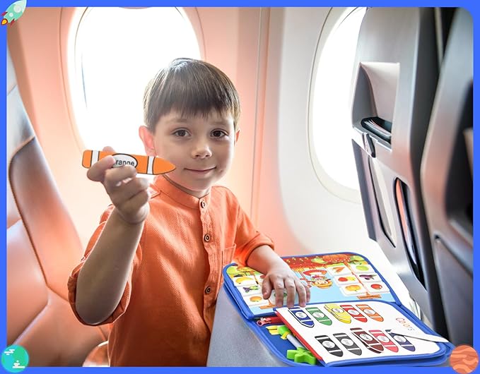 14 Pages Busy Board for Toddlers 2-4,Montessori Travel Toy for Plane/Car,Educational Sensory Toy for Toddlers 1-3,Preschool Activities Board for Developing Fine Motor Skills,Gift for Boys/Girls