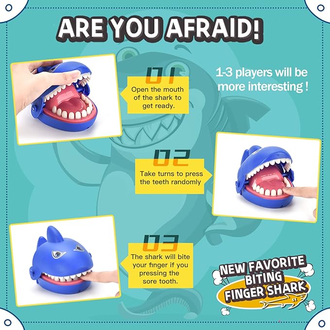 LanMa Shark Dentist Teeth Game for Kids Shark Finger Biting Game Toy, Fun Travel Size Shark Teeth Game
