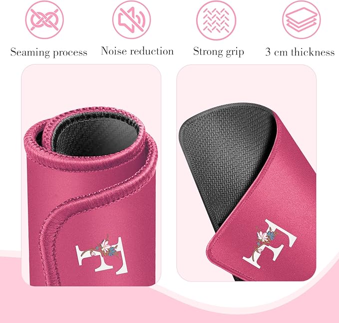 Mahjong Mat | Neoprene Anti-Slip Noise Reduction, Simple Design & Embroidery | 32.4x32.4 Inch Pink | Perfect for Mahjong, Board Games & Tile Games | Elegant Gift(Custom F Letter)