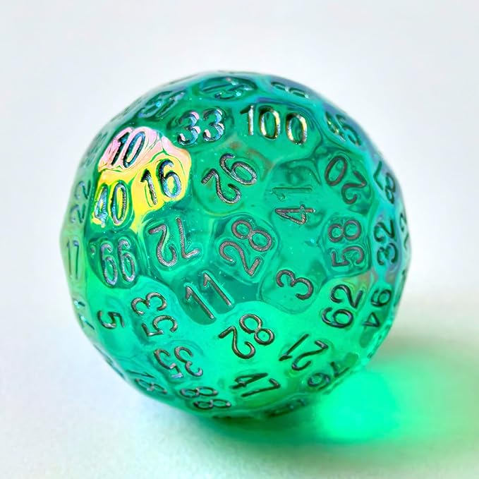 Bescon Dazzling Green 100 Sided Dice, Game Dice D100, Polyhedral Solid 100 Sides Dice 45MM in Diameter (1.8inch)
