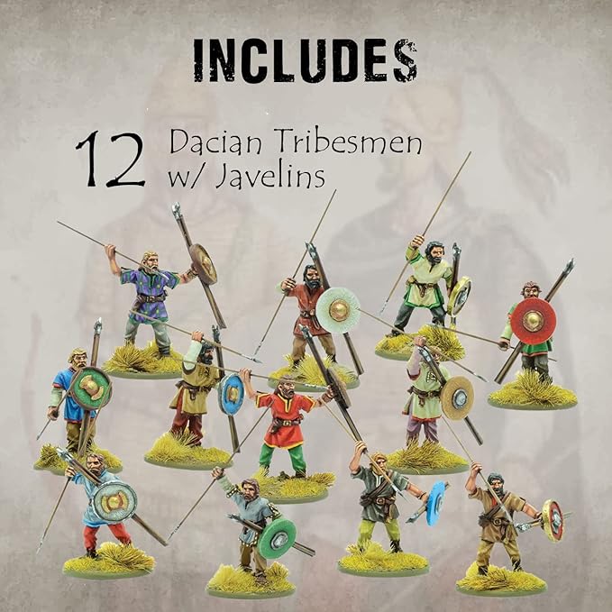 Wargames Delivered SPQR: Dacia & Sarmatia - Tribesmen with Javelins - 28mm Miniatures Wargaming - Includes 12 Warlord Resin Models, Plastic Ancient Roman Model Kit by Warlord Games