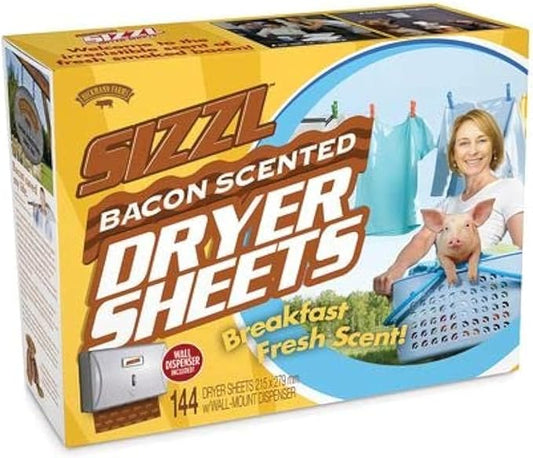 Prank-O Sizzl - Bacon Scented Dryer Sheets Prank Gift Box, Novelty Gifting Box for Pranksters, White Elephant and Secret Santa Holiday Gift Wrap, Christmas Gift Box Empty