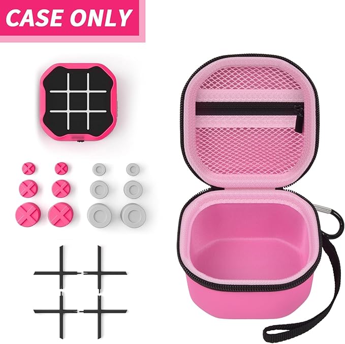 GWCASE Case Compatible with GiiKER Tic Tac Toe Bolt Game 3-in-1 Handheld Puzzle Console, Fidget Toys Board Games Storage Organizer Holder Box -Pink (Bag Only)