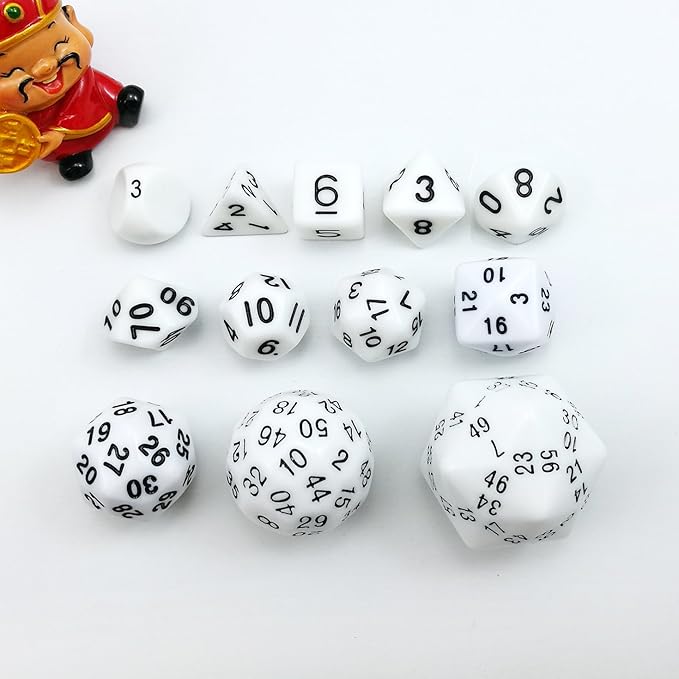 Bescon Fifty-Sided Die, 50 Sided Cube, 50 Sides Dice, 50-Sided D50 30mm Large Gaming Dice - White Opaque Color with Black Numbers