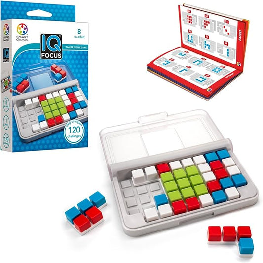 SmartGames IQ Focus Cognitive Skill-Building Travel Game with Portable Case featuring 120 Challenges for Ages 8 - Adult