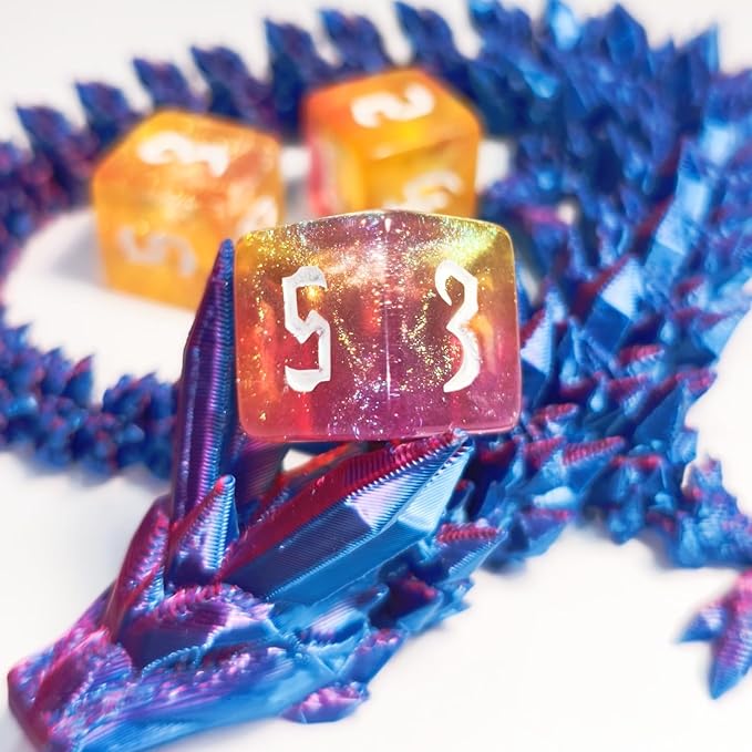 10 PC D6 dice 16mm Acrylic Dice Set for RPG MTG DND Dice Table Games and Board Games (Purple+Gold)