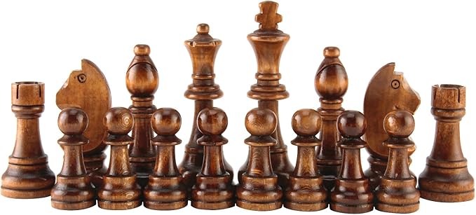 Amerous Chess Pawns Wooden Chessmen with 4.55" King Nature Wood Chess Pieces Hand Carved Figure Figurine, French Staunton Style
