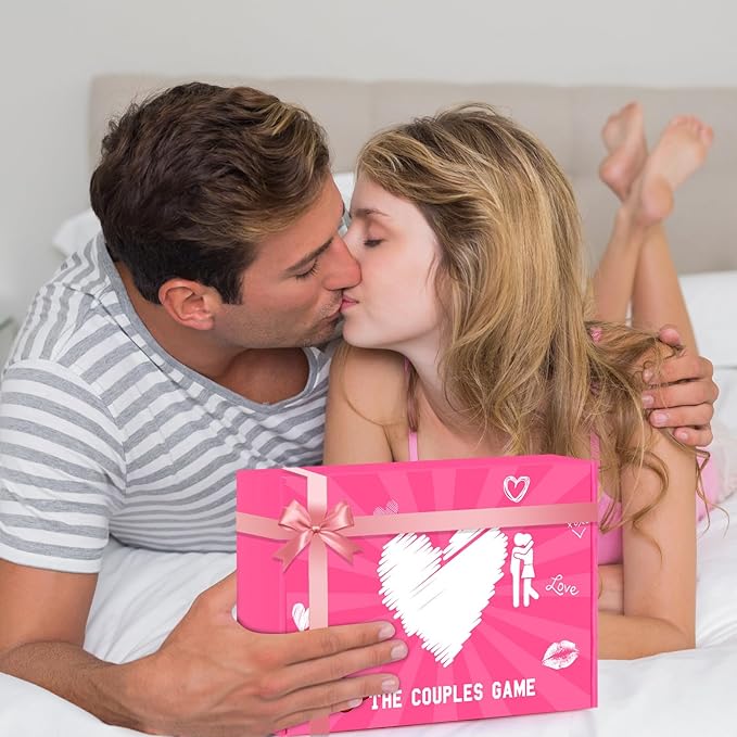 54 Pink & White Wooden Blocks with 6 DIY Challenges, Romantic Stacking Tower for Couples Game Date Night, Valentine Wedding