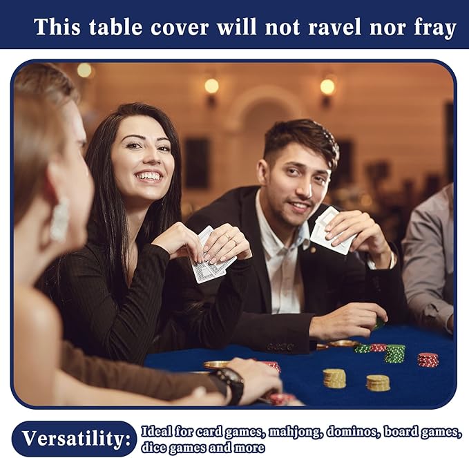 Frienda Game Table Cover Felt Game Tablecover Folding Tablecloth for Card Table for Playing Poker Cards Mahjong Jigsaw Puzzles Board Games, Table Not Included (Blue, 34 x 34 x 4 Inch)