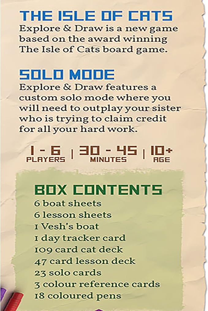 | The Isle of Cats: Explore & Draw - Boardgame, Ages 10+, 1-6 Players, 30-45 Min