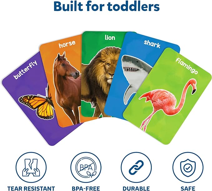 Skillmatics Thick Flash Cards for Toddlers - First 100 Animals, Montessori Toys, Preschool Learning Activities, Learning Aids, Gifts for Kids Ages 1, 2, 3, 4 Years