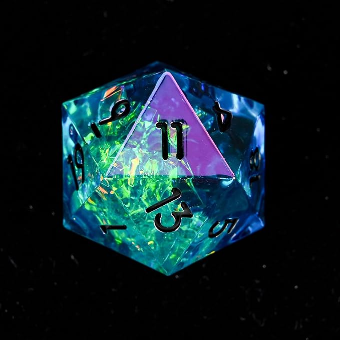 Electroplated Resin Dice Set, Resin Edge Sharp for Dungeons & Dragons RPG, MTG Board Games with Gift Box (Electroplating Purple-Green)
