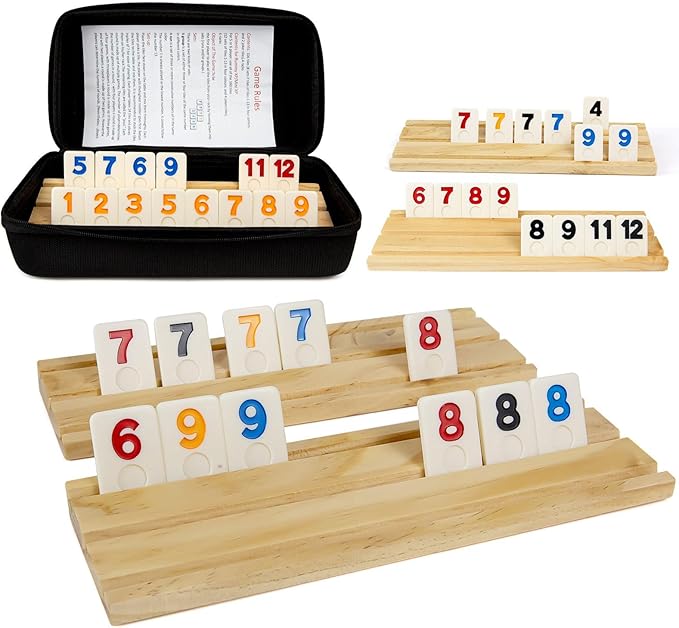 BECKVEC- Dominos Set 4-6 Player, Rumy Cube 6-Player Edition 6 Wooden Frames, 160 Varami Cube Travel Game Set with Portable Box