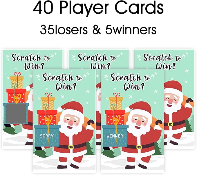 Yangmics Direct Christmas Scratch Off Cards (40 Pack) Christmas Party Game for Holiday Events - Groups, Kids and Adult - Festive Raffle Tickets for Prize Drawings - Christmas Gift Choice