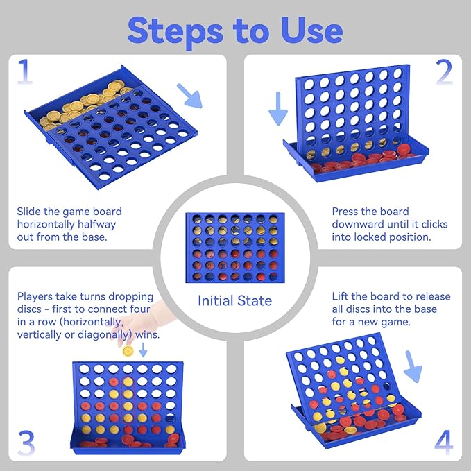 Pup Go 4 in a Line Game,6 Spare Discs Included, Four in a Row Line Up 4 Gaming Fun Set, Travel Portable Convenient Size, Classic Fun Educational Games for Kids(Mini)