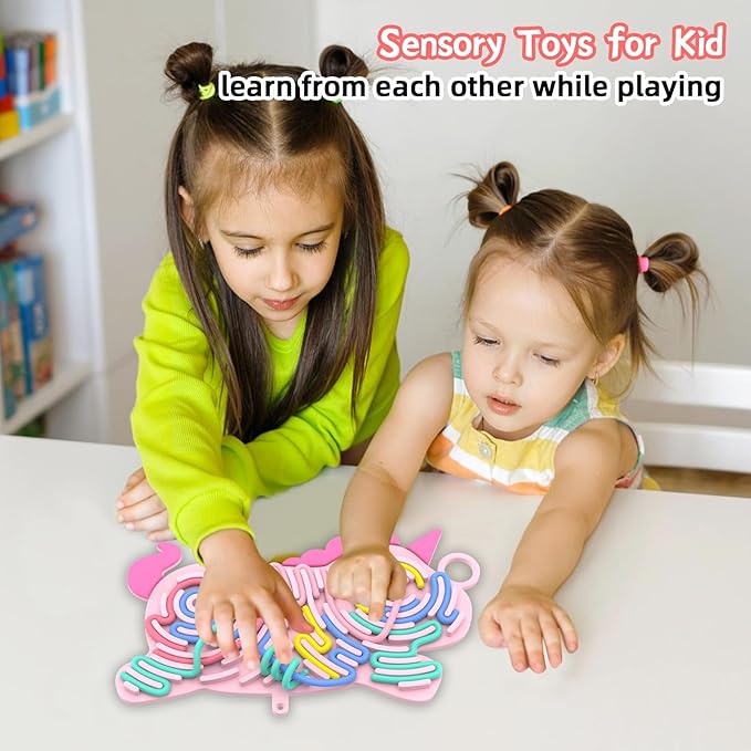 Silicone Sensory Activity Board,Double-Sided Busy Board for Fine Motor Skill,Fidget Toy for Calming, Stress, Anxiety, ADHD , Autism , Silent, No Mess , Kids 3+ & Adults(Unicorn,Pink)