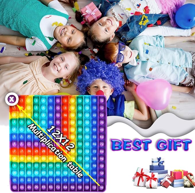 12x12 Multiplication Table Digital P0PP Math Toy, Rainbow Dimple Fingertip Toy, Multiplication Table Math Game (12x12 Right Angle Multiplication Table)