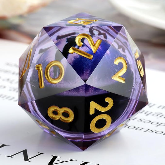 Liquid Core D20 Dice,DNDND 33mm Dragon Eye 20 Sided Dice with Gorgeous Gift Box for Dungeons and Dragons (Purple)