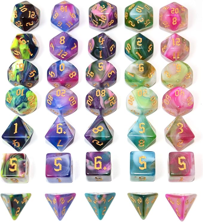SmartDealsPro 77pcs Polyhedral Dice Sets with Pouches for DND RPG MTG Dungeon and Dragons Table Board Roll Playing Games D4 D8 D10 D12 D20