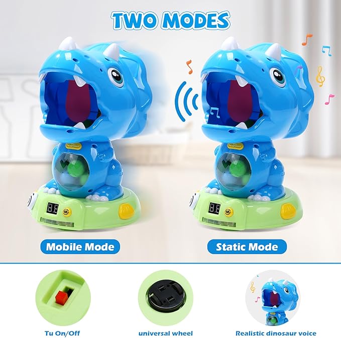 EagleStone Moveable Dinosaur Shooting Toys Triceratops Action,Kids Shooting Games with LCD Score Record&LED, Enhancing Hand-Eye Coordination Toys for Boys and Girls