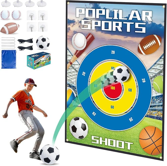 3-in-1 Soccer Football Baseball Gifts-Indoor Outdoor Backyard Toss Soccer Football Baseball Toys Game Set-Gift for 3-12 Year Old Boy Toys Birthday (3-in-1 Game Set No Stand)