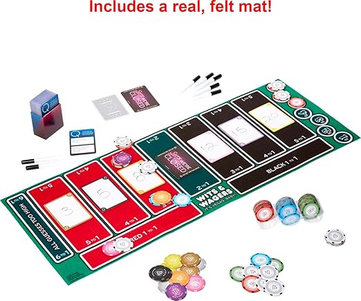 Mattel Games Wits & Wagers Board Game Vegas Edition Party Game with Dry Erase Boards, Markers & Poker Chips for 5+ Players