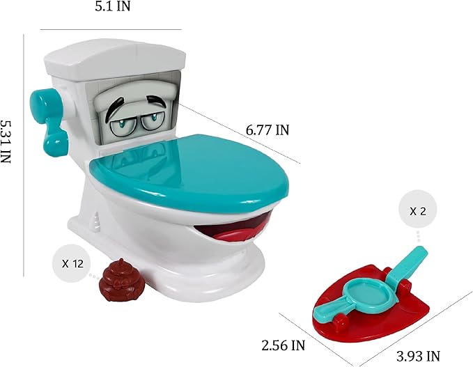 Poop Shoot Game - Funny Toys for Kids & Adults, Skill Building Toilet Game, Ages 4+, Includes 12 Soft Poops, 2 Launchers
