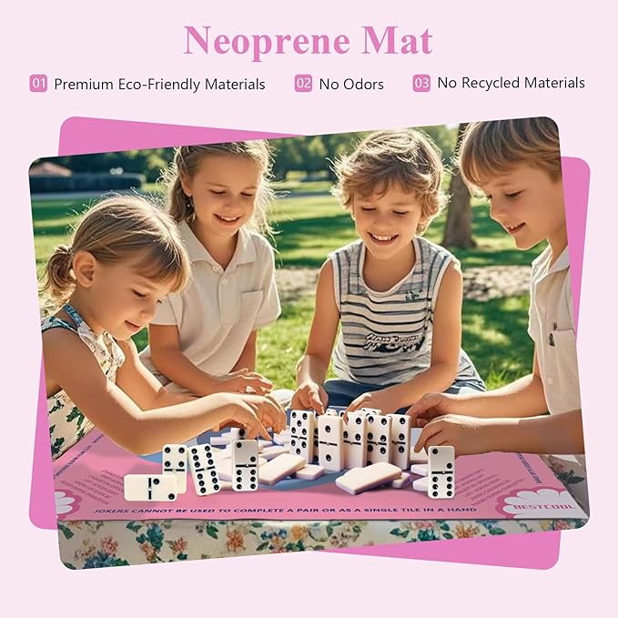 2025 Neoprene Mahjong Mat with Rules for Table, Odorless, Free of PAHs, No Creases American Mahjong Mat with Instructions, Anti-Slip, Noise Reduction Mahjong Gift