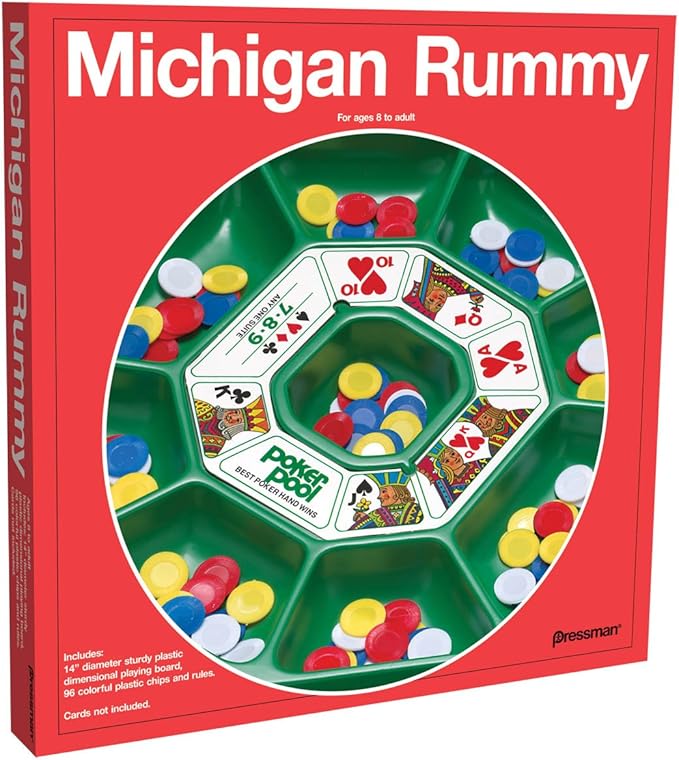 Pressman Michigan Rummy The Perfect Blend of Rummy and Poker for an Entirely New Game Experience, 5"