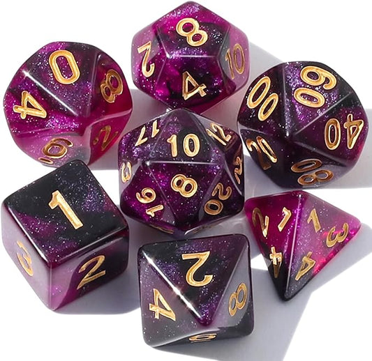 CiaraQ DND Polyhedral Dice Set with a Black Dice Bag for D&D RPG MTG Role Playing Table Games