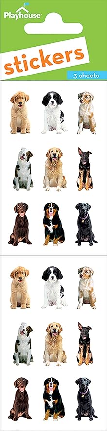 Playhouse Pack of Three Perforated Sticker Half-Sheets for Crafts, Trading & Collecting - Dog Buddies