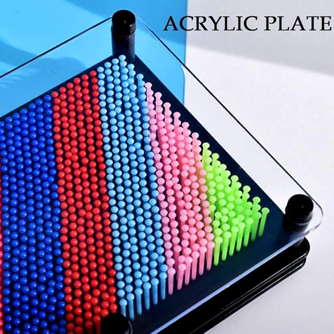 3D Pin Art Sensory Toy Rainbow Needles Fidget Palm Board Extra Large(6 x 8 Inches) Arouse Sense of Imagination Innovative Boundless Creativity