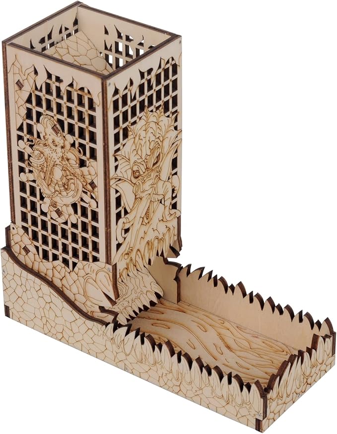 CZYY Dice Tower with Tray Wood Laser Etched Mind Flayer Portable and Collapsible Dice Roller Perfect for Board Game and Tabletop RPG (Cthulhu)